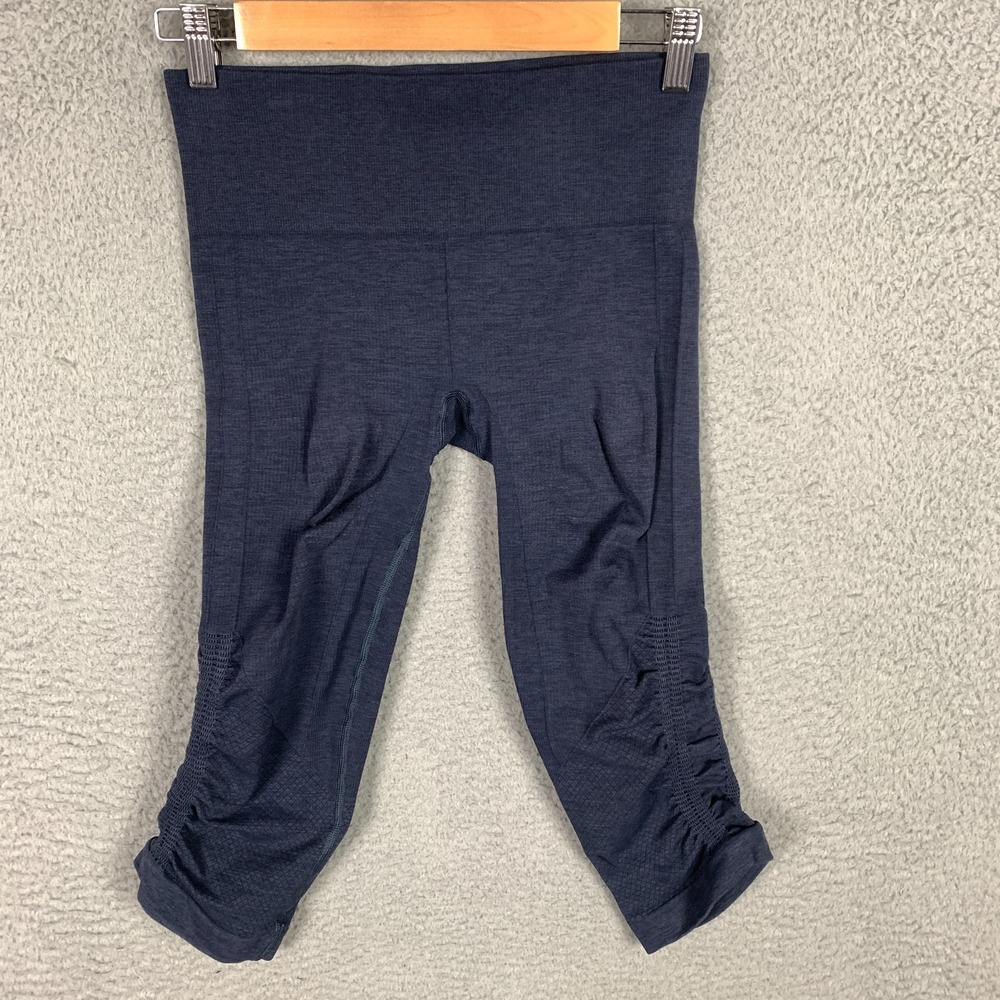 Lululemon In the Flow Crop Legging Women's Size 4 Navy Blue Ruched Seamless Yoga